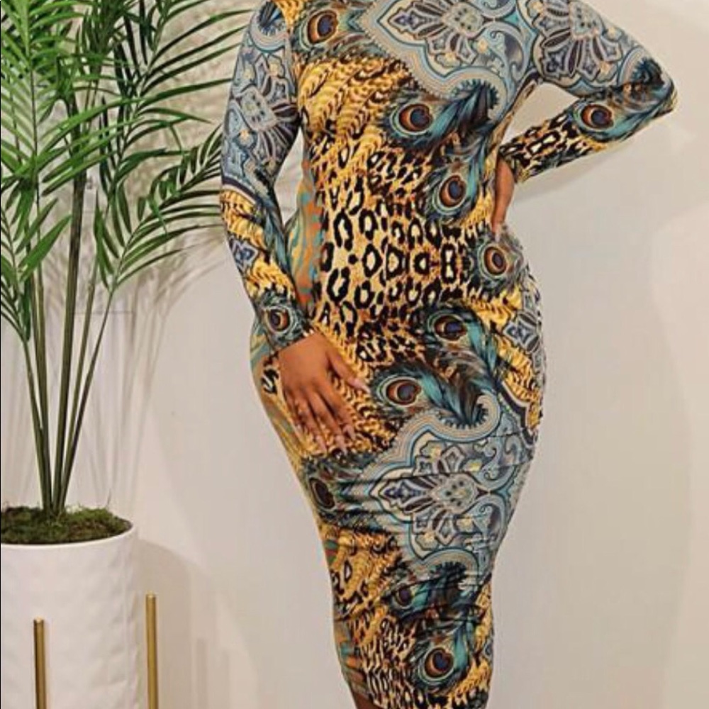 Peacock midi dress